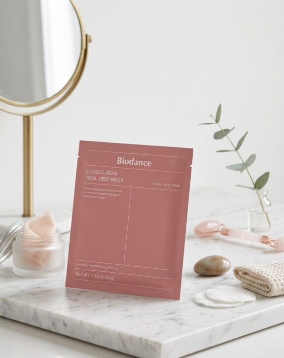 Mascarilla de hidrogel con Bio-colágeno y ácido hialurónico que hidrata, mejora elasticidad y reduce líneas finas. Con probióticos y niacinamida, fortalece la barrera cutánea y es apta para pieles sensibles.