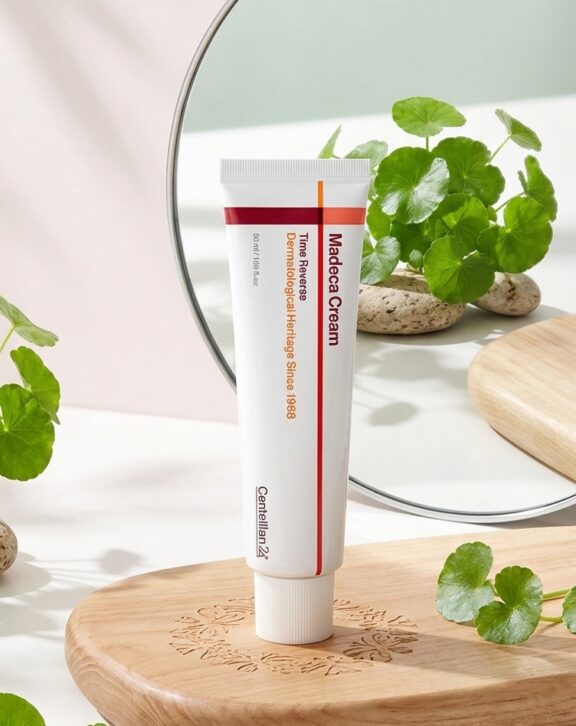 Crema facial en formato de emulsión de alta absorción para tratamiento antiedad y regenerador de uso en el rostro, formulada con 12 extractos de Centella, Active-TECA y Niacinamida, que combate 10 signos del envejecimiento, reafirma y calma la irritación de forma visible tras los primeros días de uso, diseñada para todo tipo de piel, especialmente pieles con líneas de expresión, pérdida de firmeza o tono desigual.