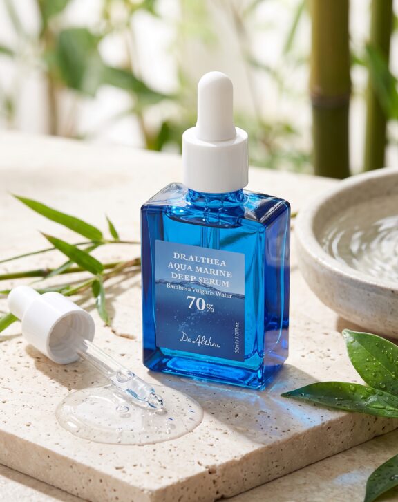 Sérum liviano de color azul natural formulado con 70% de agua de bambú en lugar de agua purificada para hidratar en profundidad y devolver luminosidad a la piel deshidratada. Su tecnología de ácido hialurónico 3D (hialuronato de sodio, ácido hialurónico hidrolizado y crosspolymer) actúa en distintas capas, mientras que el PDRN vegano (sodium DNA), el extracto de caviar verde (caulerpa lentillifera), la niacinamida y el pantenol fortalecen la barrera y mejoran la elasticidad. El guaiazuleno, derivado de la manzanilla, aporta su tono azul y calma la piel. Se absorbe rápido y no deja sensación grasa ni pegajosa.  