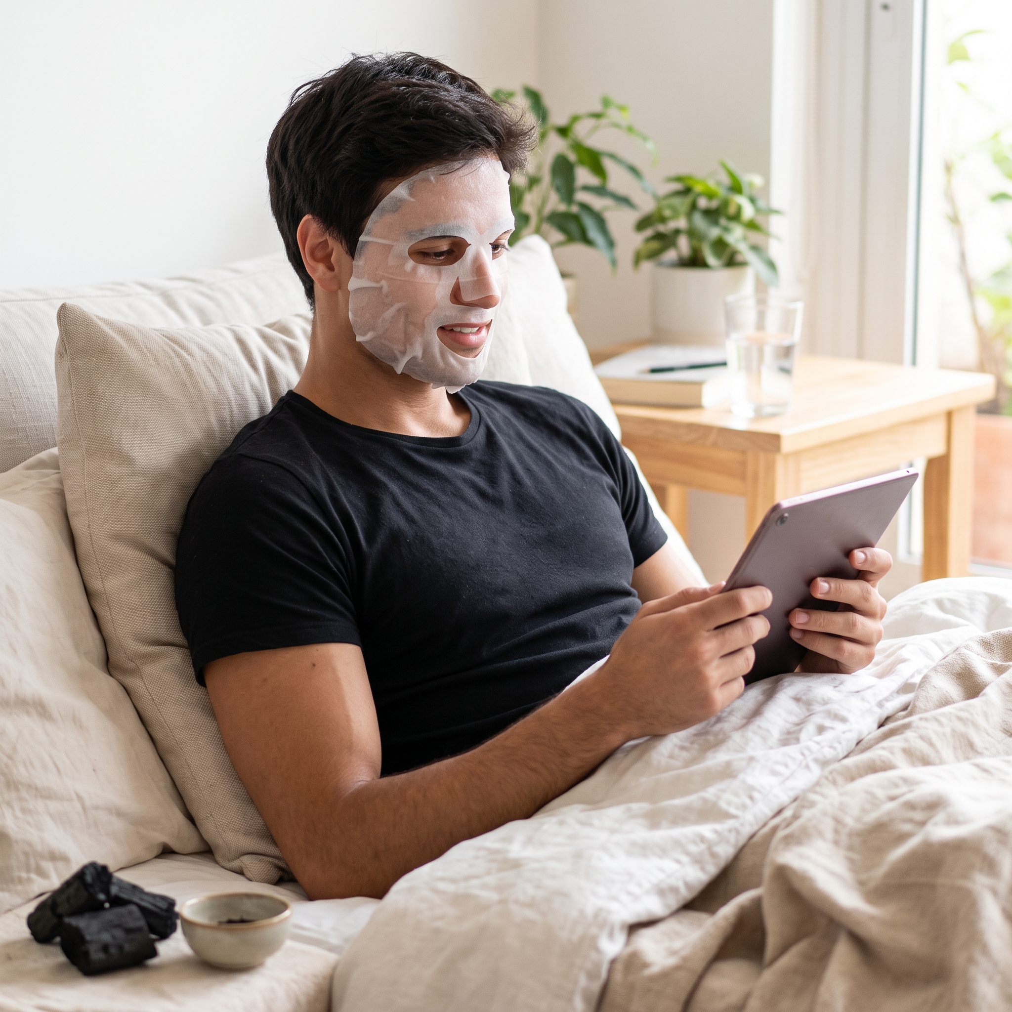Mascarilla de tela de algodón embebida en una esencia purificante con carbón, conocido por su capacidad para absorber impurezas y el exceso de sebo. Ayuda a limpiar los poros, reducir el brillo y dejar la piel más fresca y equilibrada, sin la sensación tirante de una mascarilla de arcilla. La esencia se absorbe rápido y deja un acabado fresco, no graso.